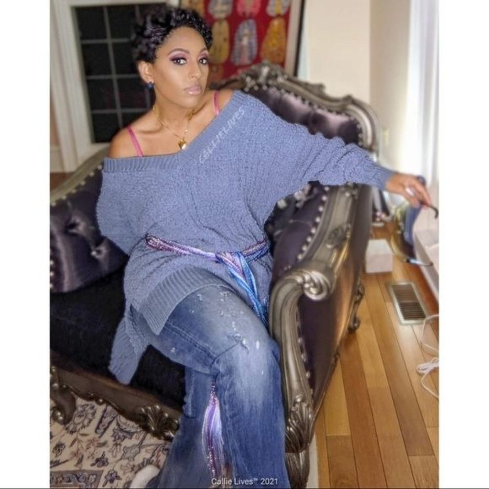 Callie Plus Oversized Popcorn Cable Lounge Sweater 1X - Picture 10 of 11